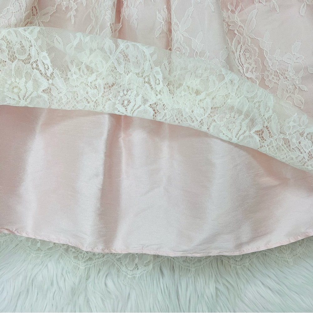 Sweet Kids Soft French Lace  with Dupioni Girls Dress SK724 Blush Color - Picture 8 of 13